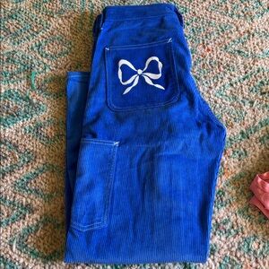 Lisa Says Gah Corduroy Dylan Pant in Cobalt/Bows